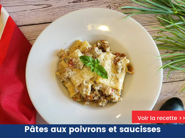 Pâtes aux poivrons et saucisses